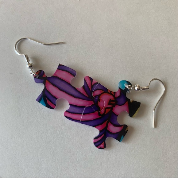 Handmade puzzle earrings - Picture 8 of 11